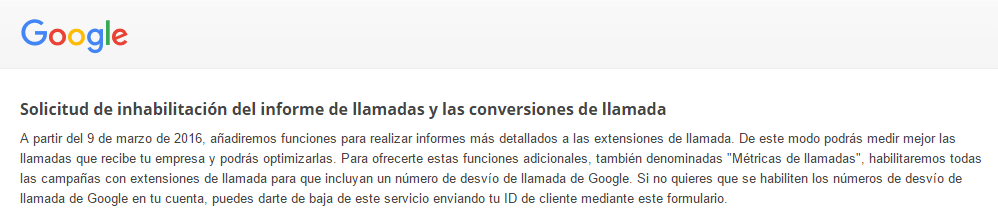 aviso de Adwords